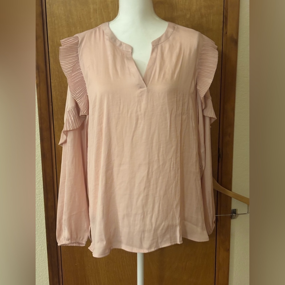 Simply Vera Vera Wang Blush Pink Ruffle V-Neck Tunic